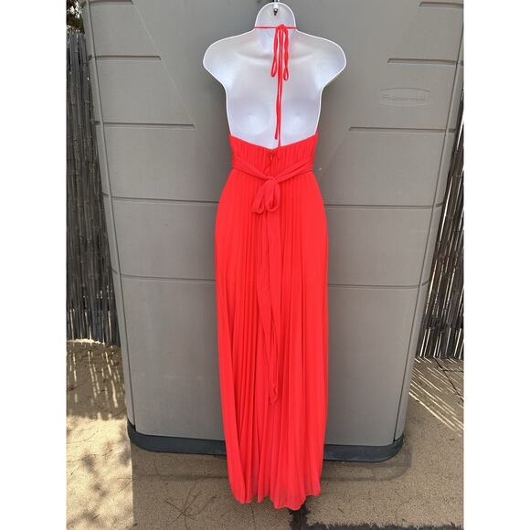 Caché Coral Chiffon Halter Formal Party Prom High Low Maxi Dress Gown Sz 0 Y2K - Picture 7 of 14